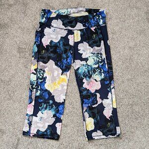 SOLD WOMEN'S "Old Navy Active" Go-Dry, Blue Floral Capri Activewear Leggings
